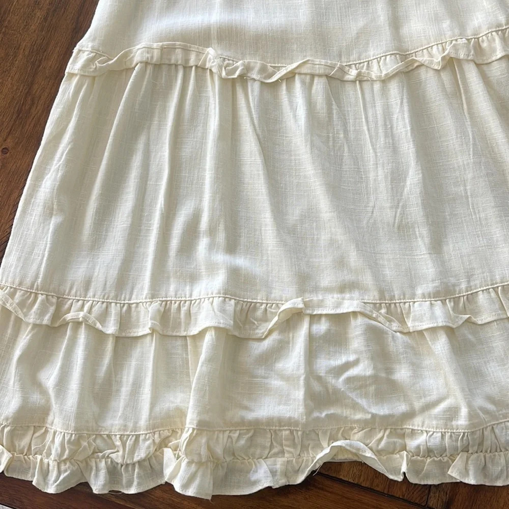 Black Tape Tiered Ruffled Sleeveless Dress petite large cream beige - Picture 7 of 16